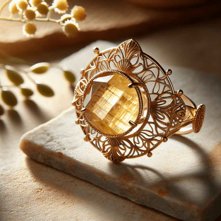 Til je stijl naar een hoger niveau met een prachtige verstelbare gouden ring met ruwe citrien