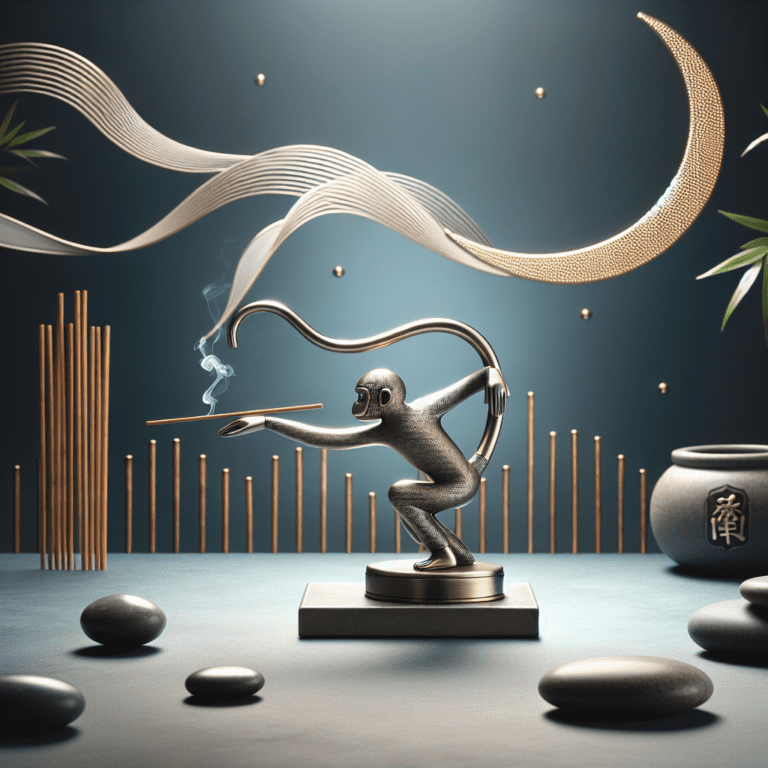 Ontdek de Zen van Tai Chi met de Metalen Wierookhouder – Aap in Tai Chi Pose