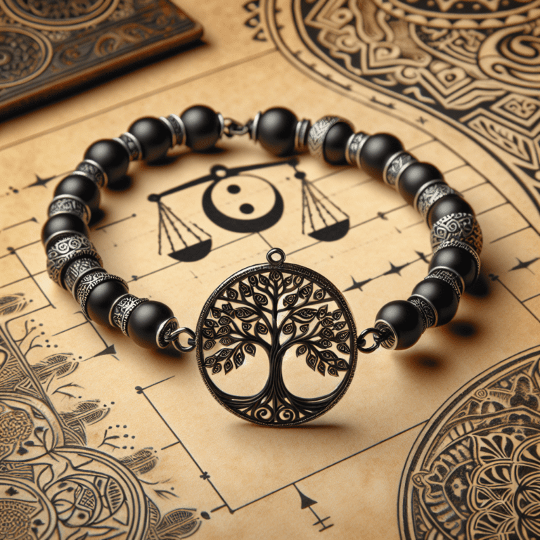 Vind jouw balans met de verstelbare zwarte levensboomarmband