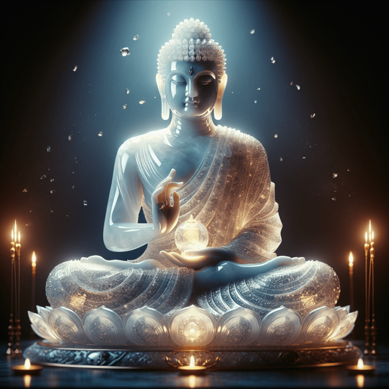 Boeddha van bergkristal varadamudra XL