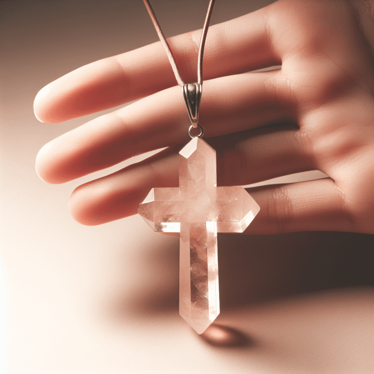 Edelsteenhanger Kruis Rozenkwarts (45 mm)