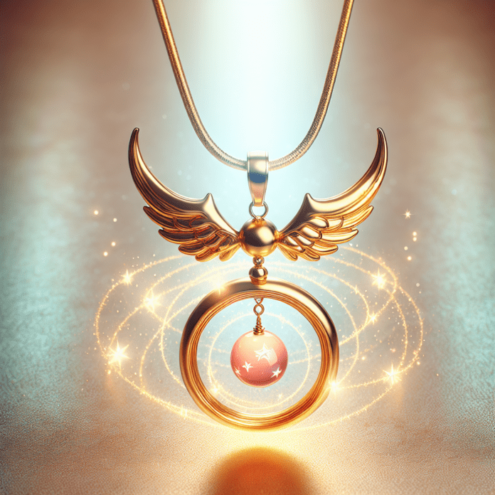 Engelen roeper goud ketting met gekleurde klankbal