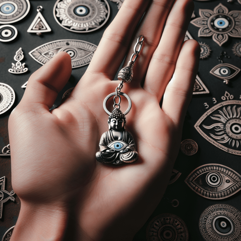 Boze oog met boeddha Sleutelhanger