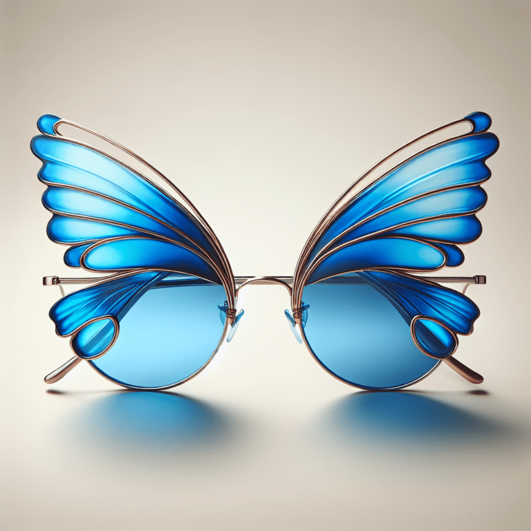 Blauwe Vlinderzonnebril met Vleugelvormige Glazen