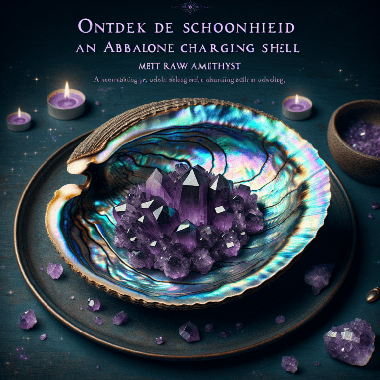 Abalone oplaadschelp met ruwe Amethist