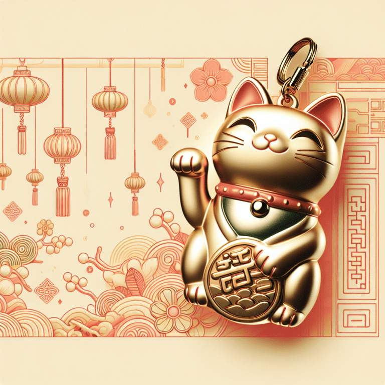 Geluks sleutelhanger Chinese kat