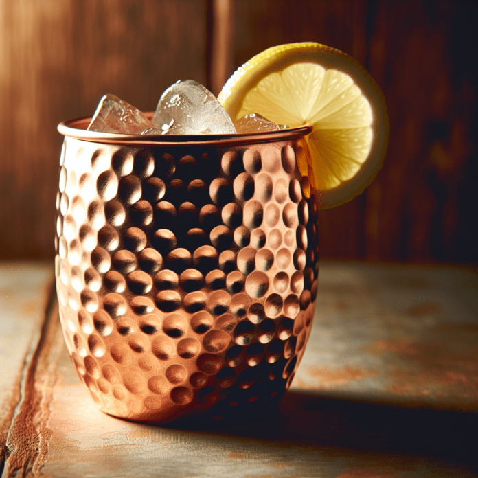 Koperen drinkbeker gehamerd