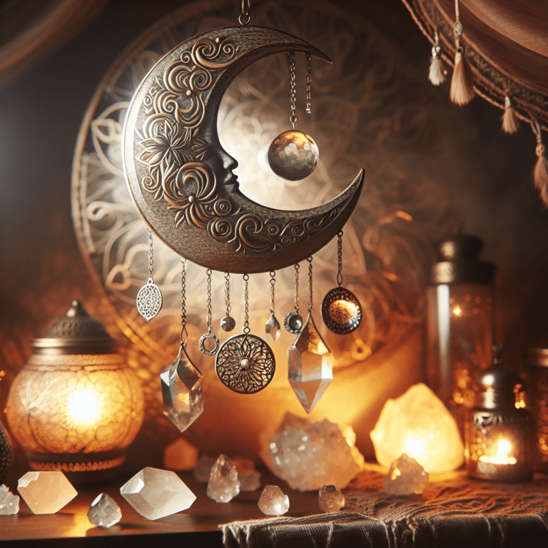 Creëer een serene en mystieke sfeer met de Decoratieve Maan en Kristallen Hanger