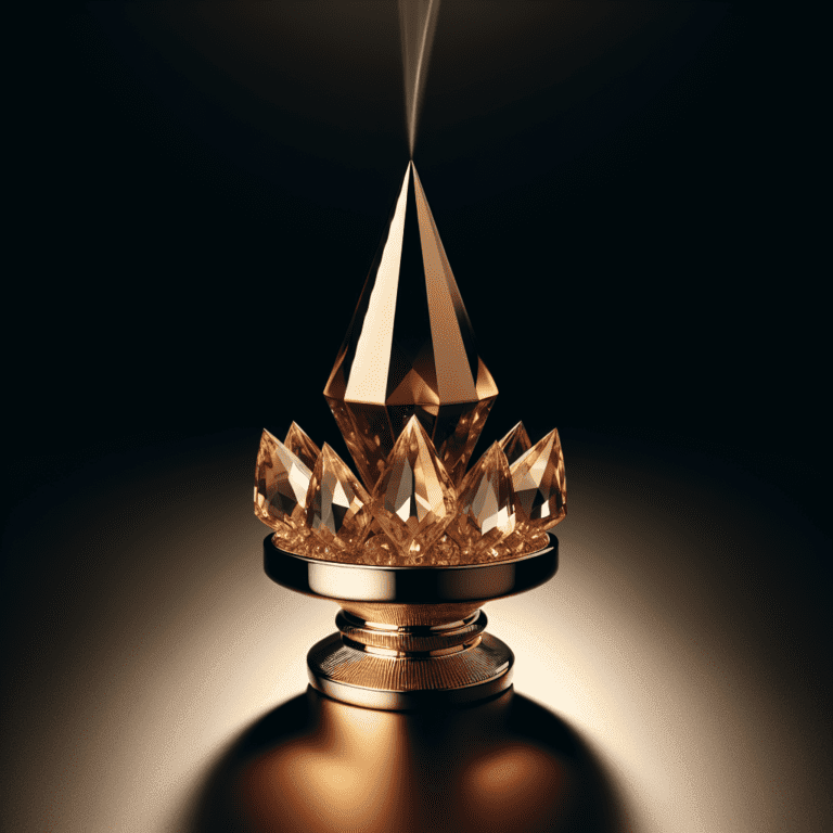 Ontdek de schoonheid van zirkoonstenen met onze goudkleurige kegelvormige wierookhouder