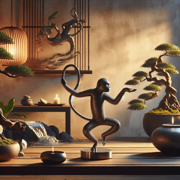 Breng balans en rust in huis met de Metalen Wierookhouder – Aap in Tai Chi Houding