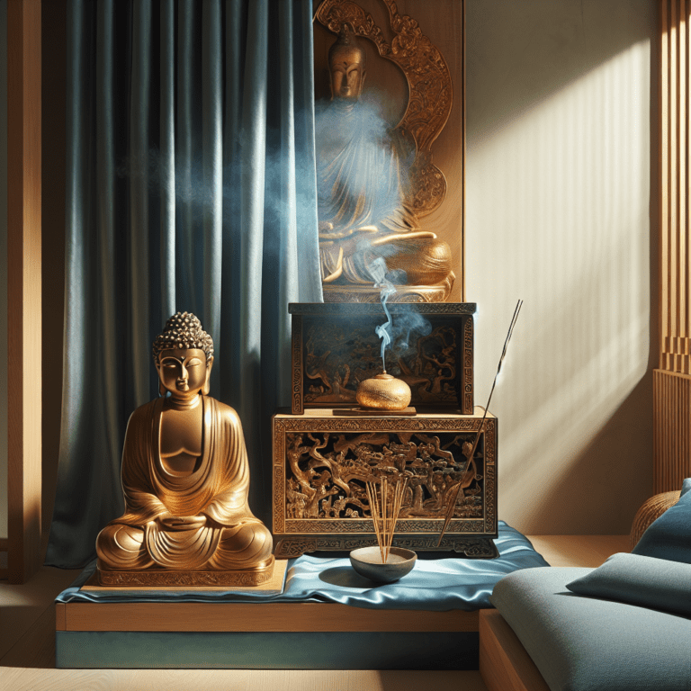Een heilige ruimte creëren met een houten wierookdoosje met Boeddha