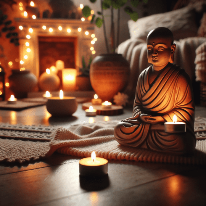 Monnik met 2 waxinelichthouders