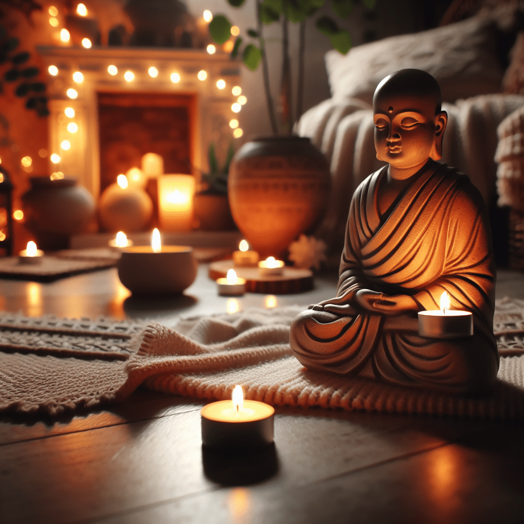 Monnik met 2 waxinelichthouders