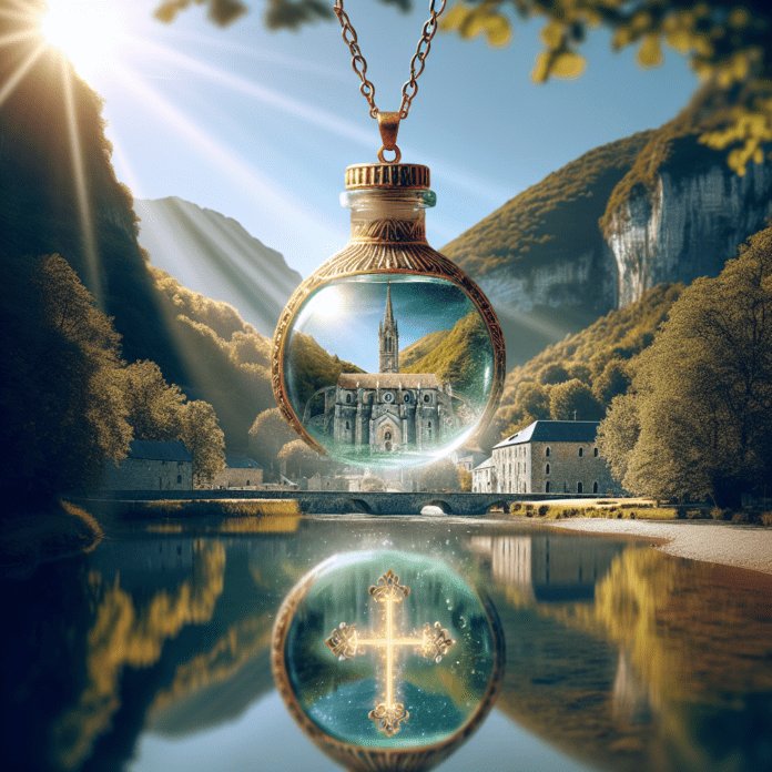 Hanger Fles Water uit Lourdes heilig water kruis