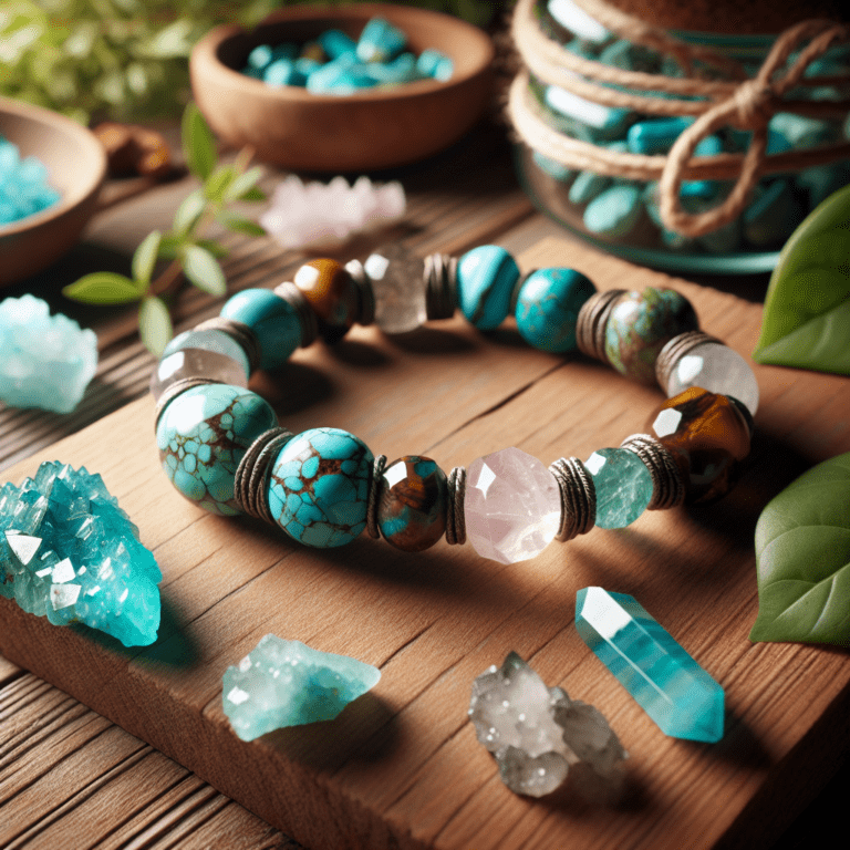 Edelsteen Armband Turkoois/Bergkristal/Tijgeroog