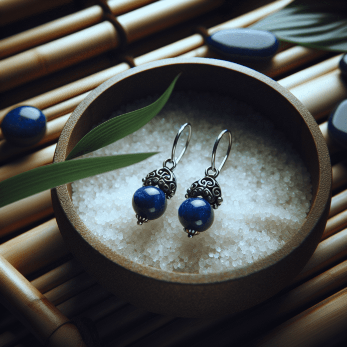 Oorbel 3 kralen lapis lazuli