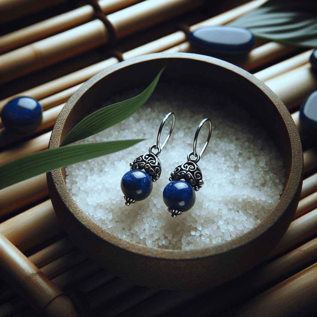 Oorbel 3 kralen lapis lazuli