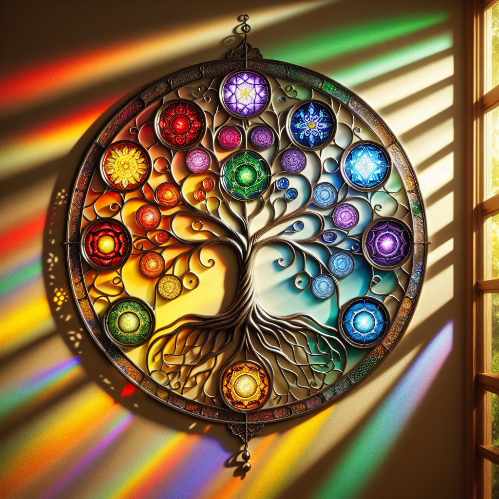 Levensboom Raamhanger met Chakra Kleuren