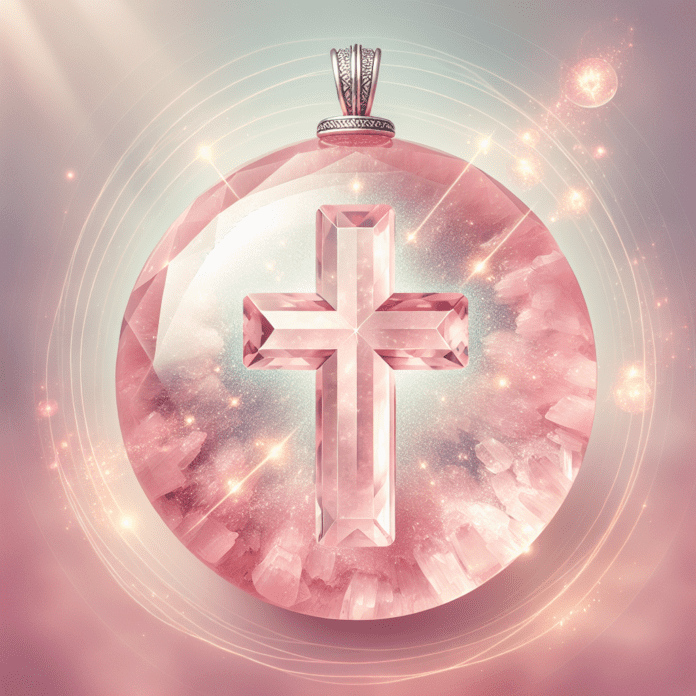 Edelsteenhanger Kruis Rozenkwarts (45 mm)