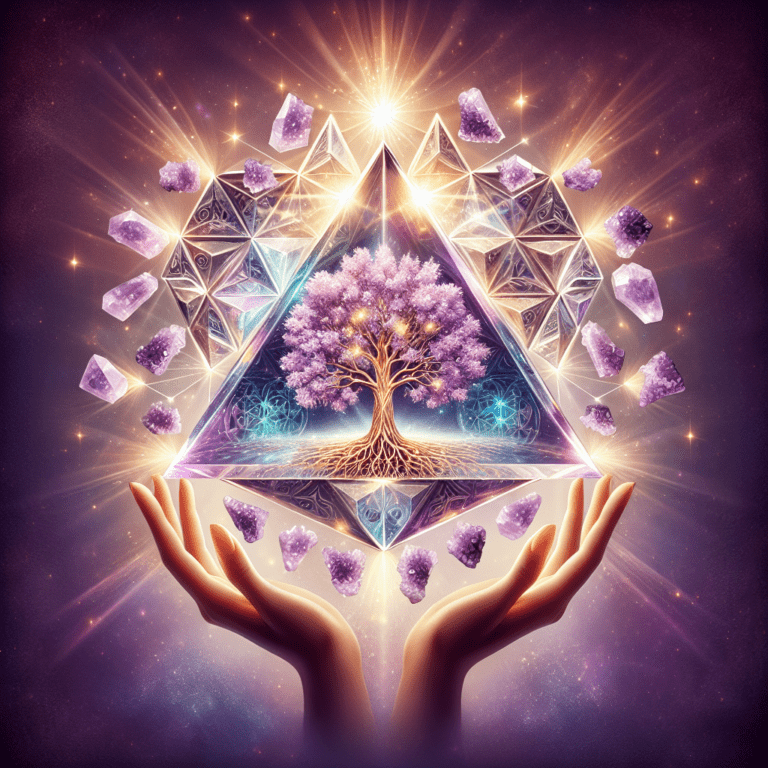 Pyramide Kristal met Levensboom en Amethist