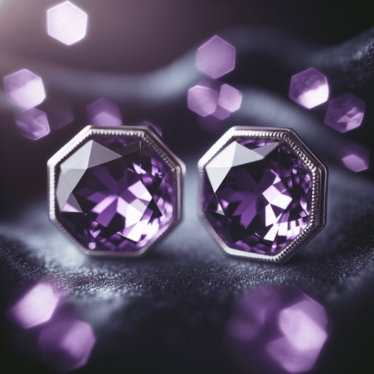 Oorbel Amethist hexagon