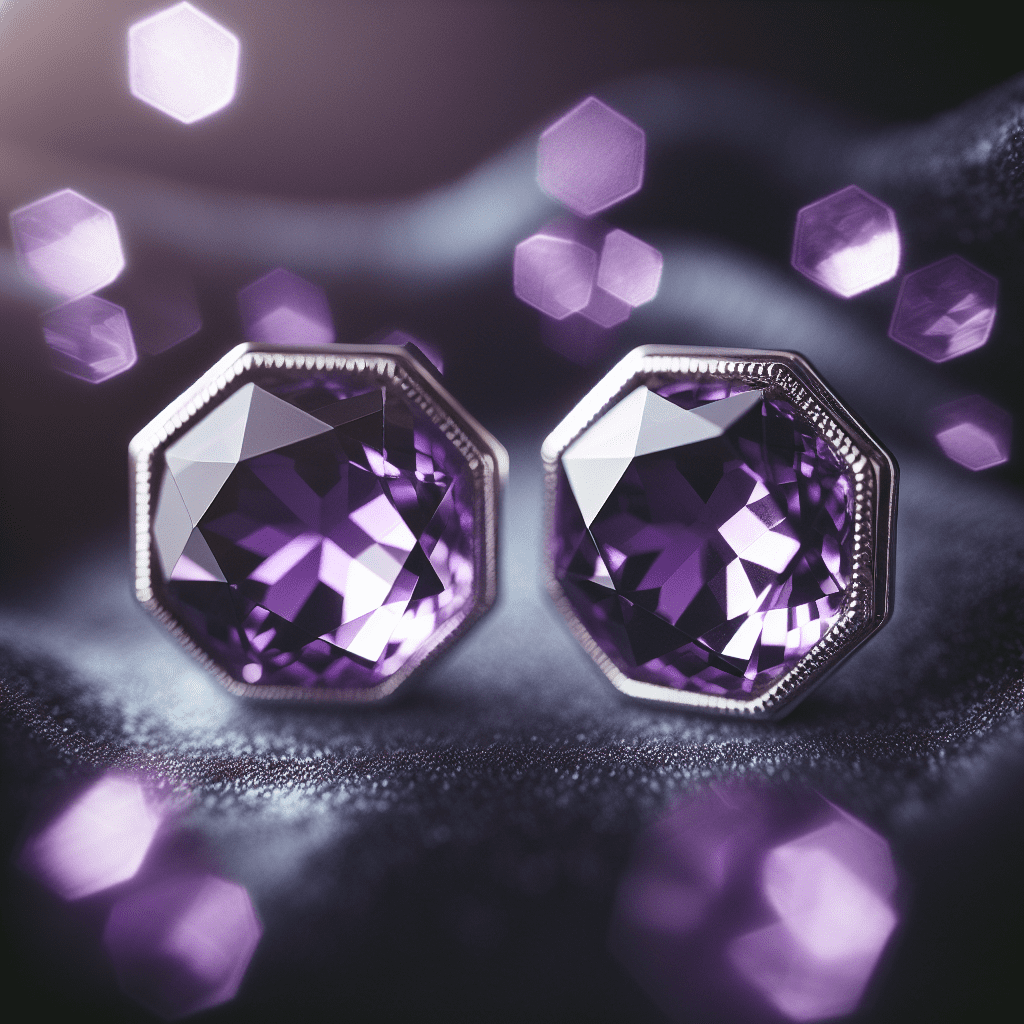 Oorbel Amethist hexagon