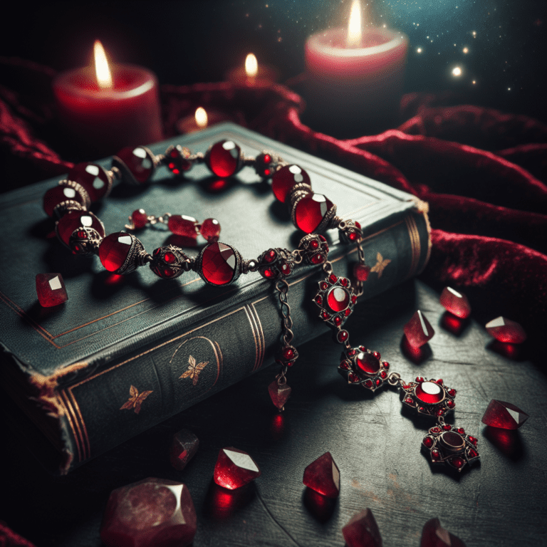 Rode Bloedsteen Roos Ketting van Touw