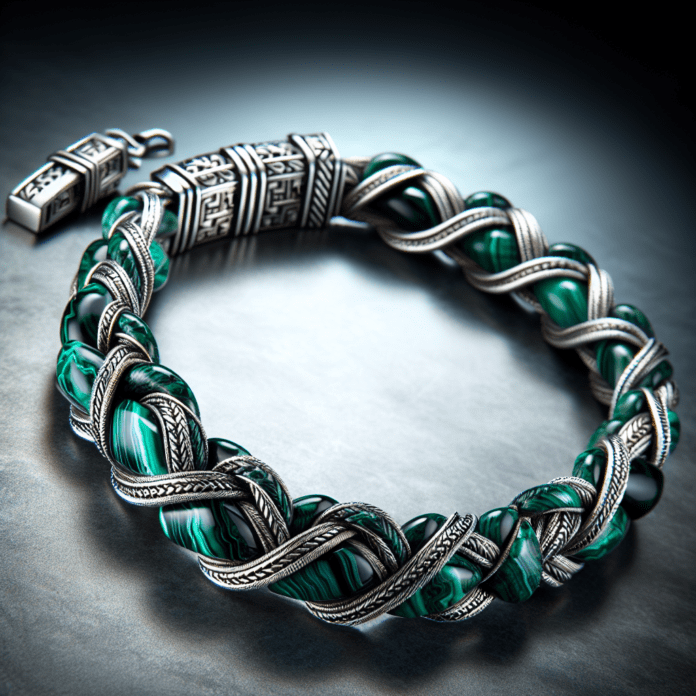 Gevlochten armband met malachiet
