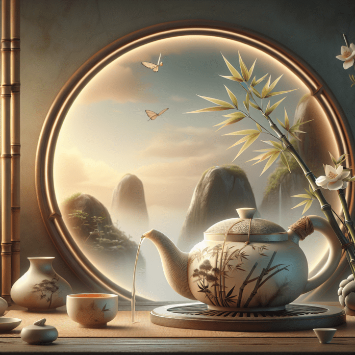 Bamboe Harmonie Porseleinen Chinese Theepot