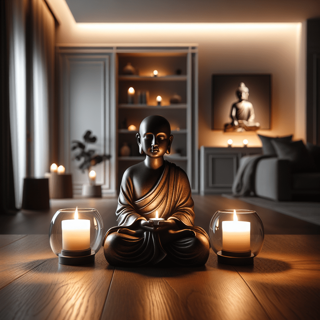 Monnik met 2 waxinelichthouders