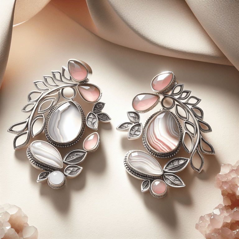 Til je stijl naar een hoger niveau met unieke zilverkleurige oorbellen met roze en witte agaat